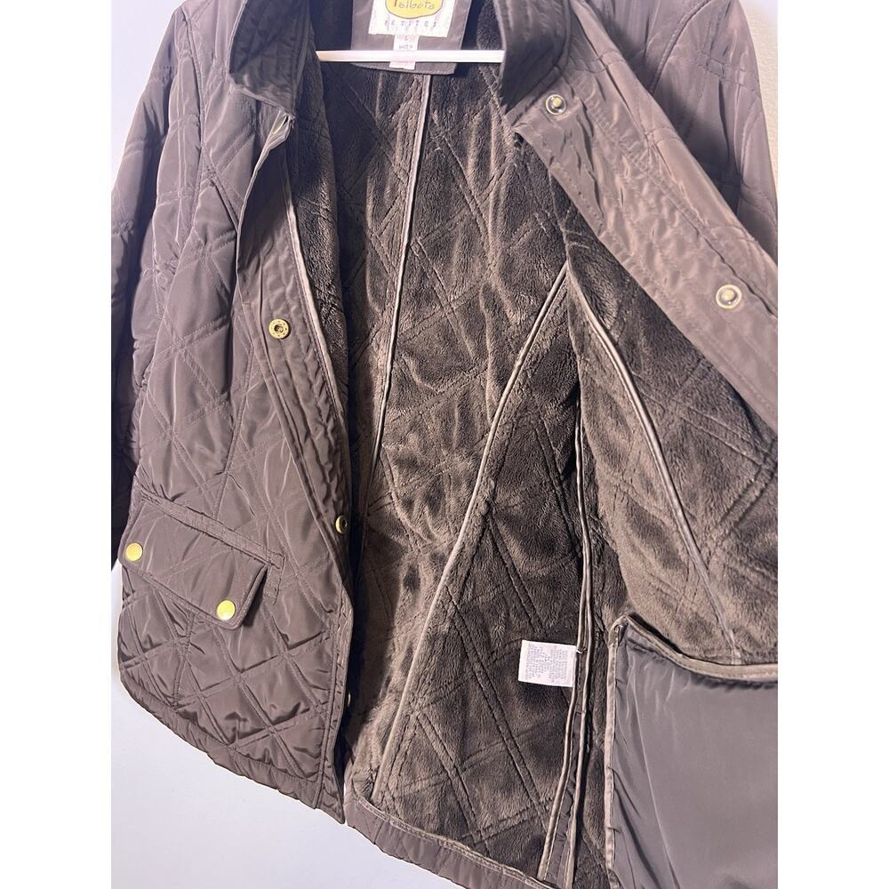 Talbots Womens Quilted Barn Jacket Petite Sz L Brown Snap Button - Picture 10 of 16